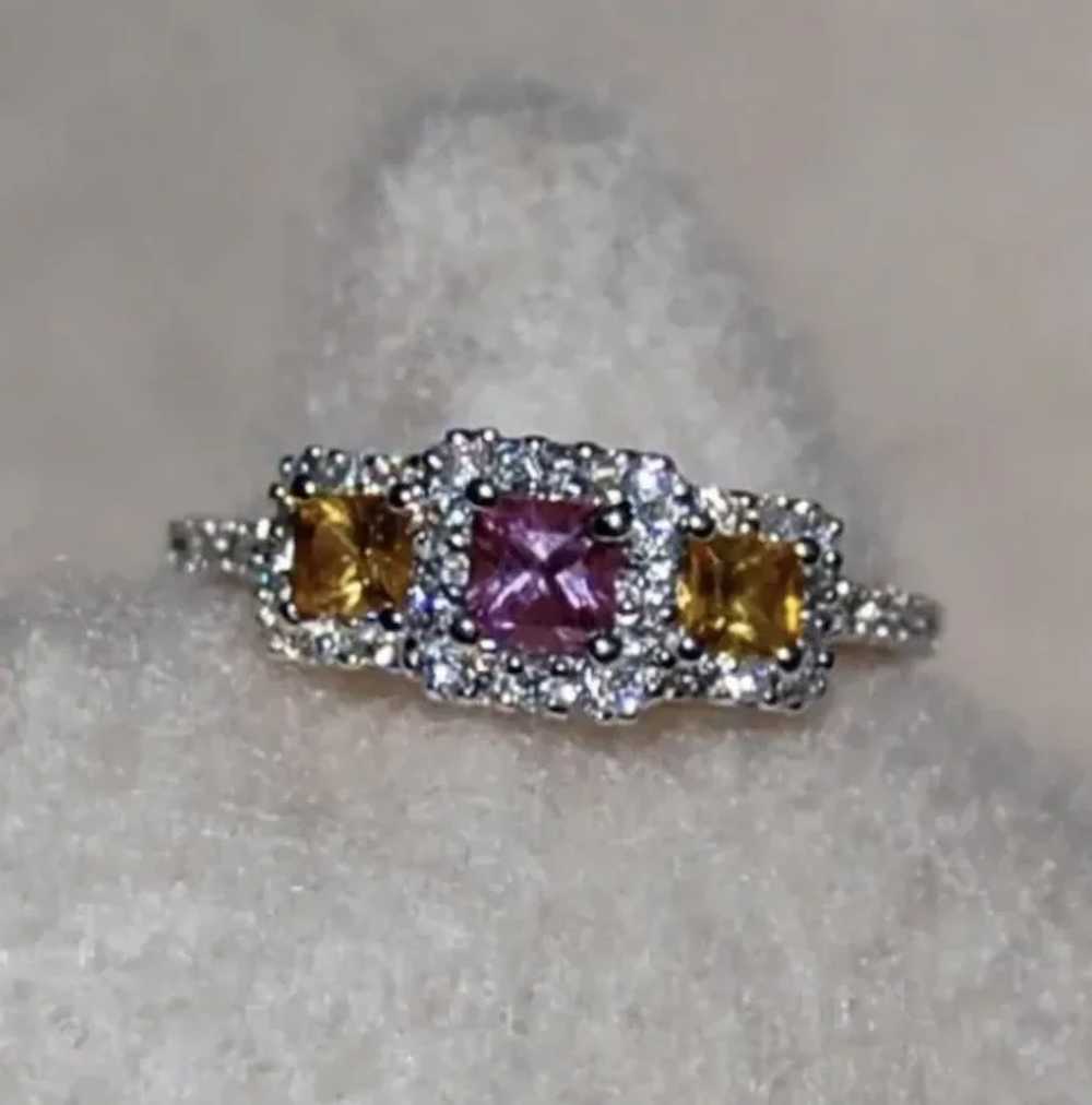SAPPHIRE & DIAMOND RING - Colored Sapphires (Pink… - image 6