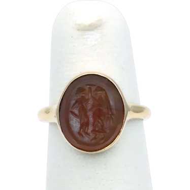 14K Carnelian Intaglio Ring - image 1