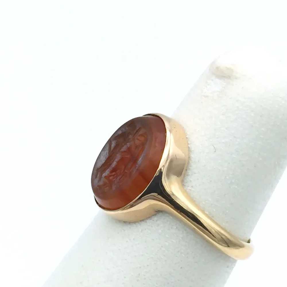 14K Carnelian Intaglio Ring - image 2