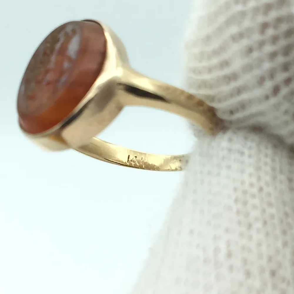 14K Carnelian Intaglio Ring - image 3