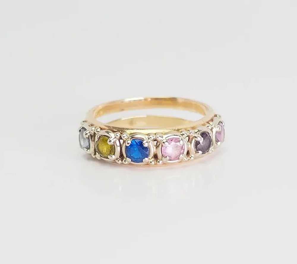 Vintage sparkling multi color gemstones and 14k y… - image 2