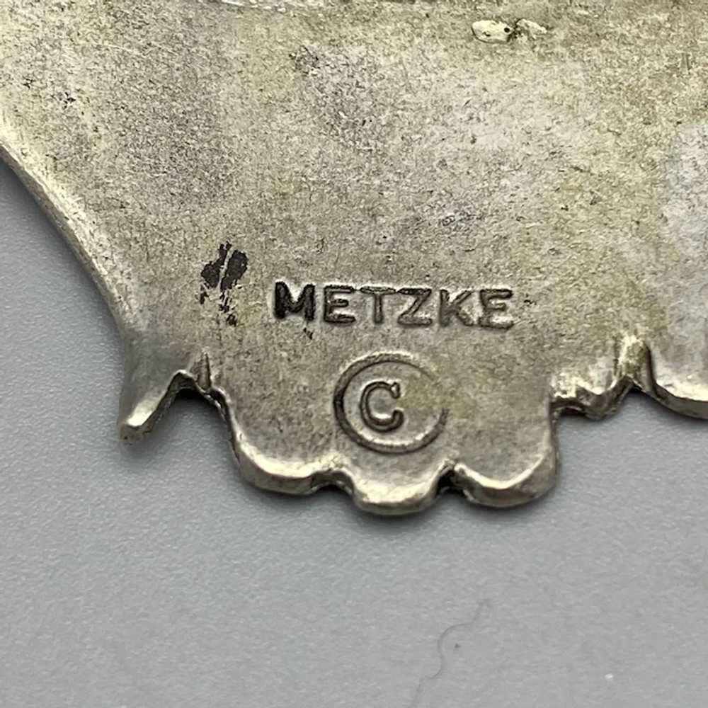 Vintage Metzke Pewter Modern Owl Pin Brooch - image 3