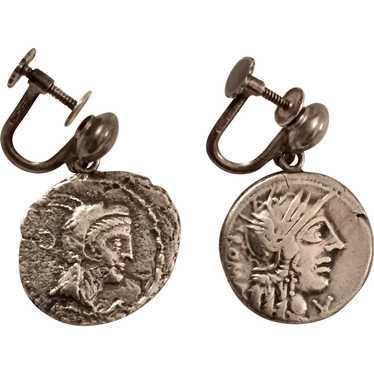 ROMAN GRECIAN Coin Earring  - Sterling / Silver / 