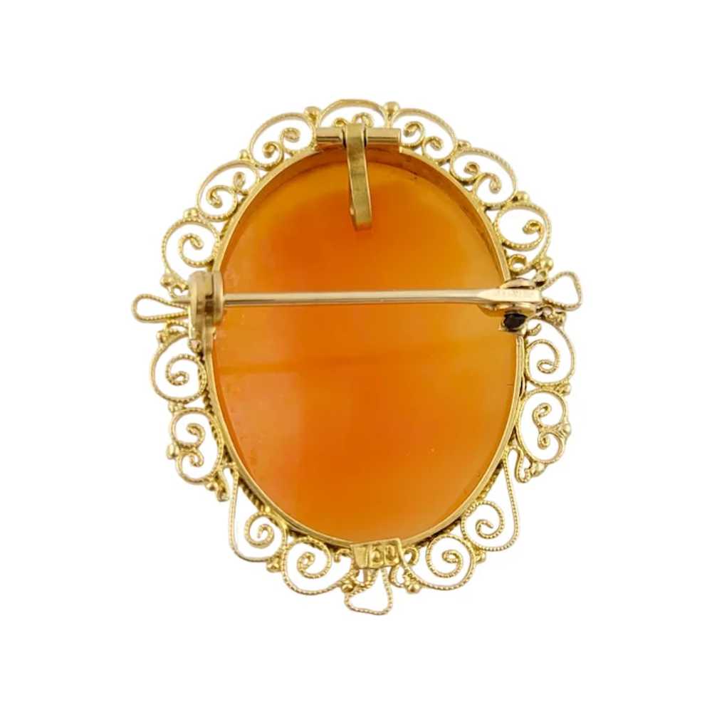 Vintage 18K Yellow Gold Cameo Brooch Pendant - image 4