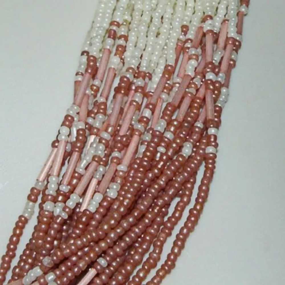 Peach and Cream Seed Bead Necklace, Beach Jewelry… - image 4