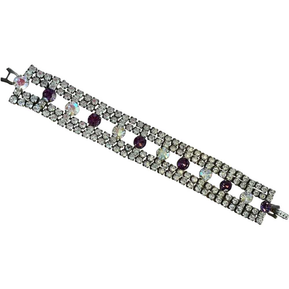 Sparkly Vintage Rhinestone with Clear and Purple … - image 1