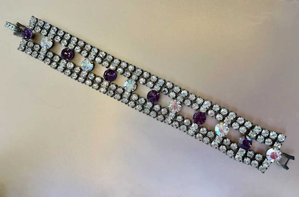 Sparkly Vintage Rhinestone with Clear and Purple … - image 4