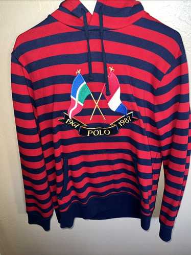 Vintage Polo Ralph Lauren 1987 Cross Flags Striped Harrington jacket size M  - BIDSTITCH