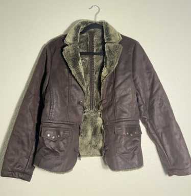 Vintage Y2K Faux Leather Fur Coat