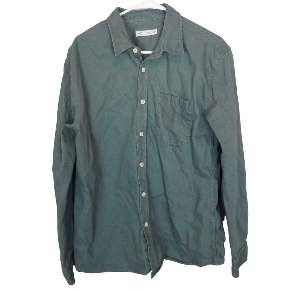 Zara ZARA L Long Sleeves Button Front Denim Shirt… - image 1