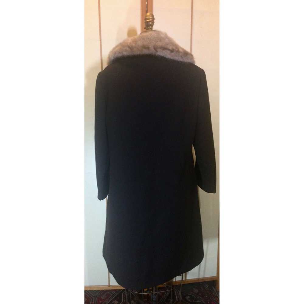 Vintage Mod 60's Mink Trimmed Black Wool Winter C… - image 4