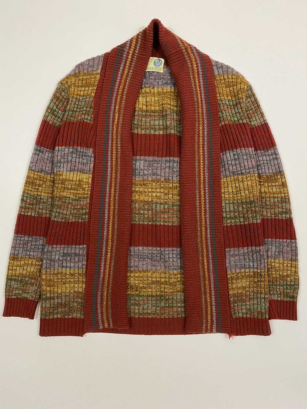 Vintage 70s Striped Shawl Cardigan - image 2