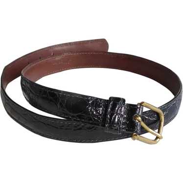 Genuine Alligator Black Leather Belt