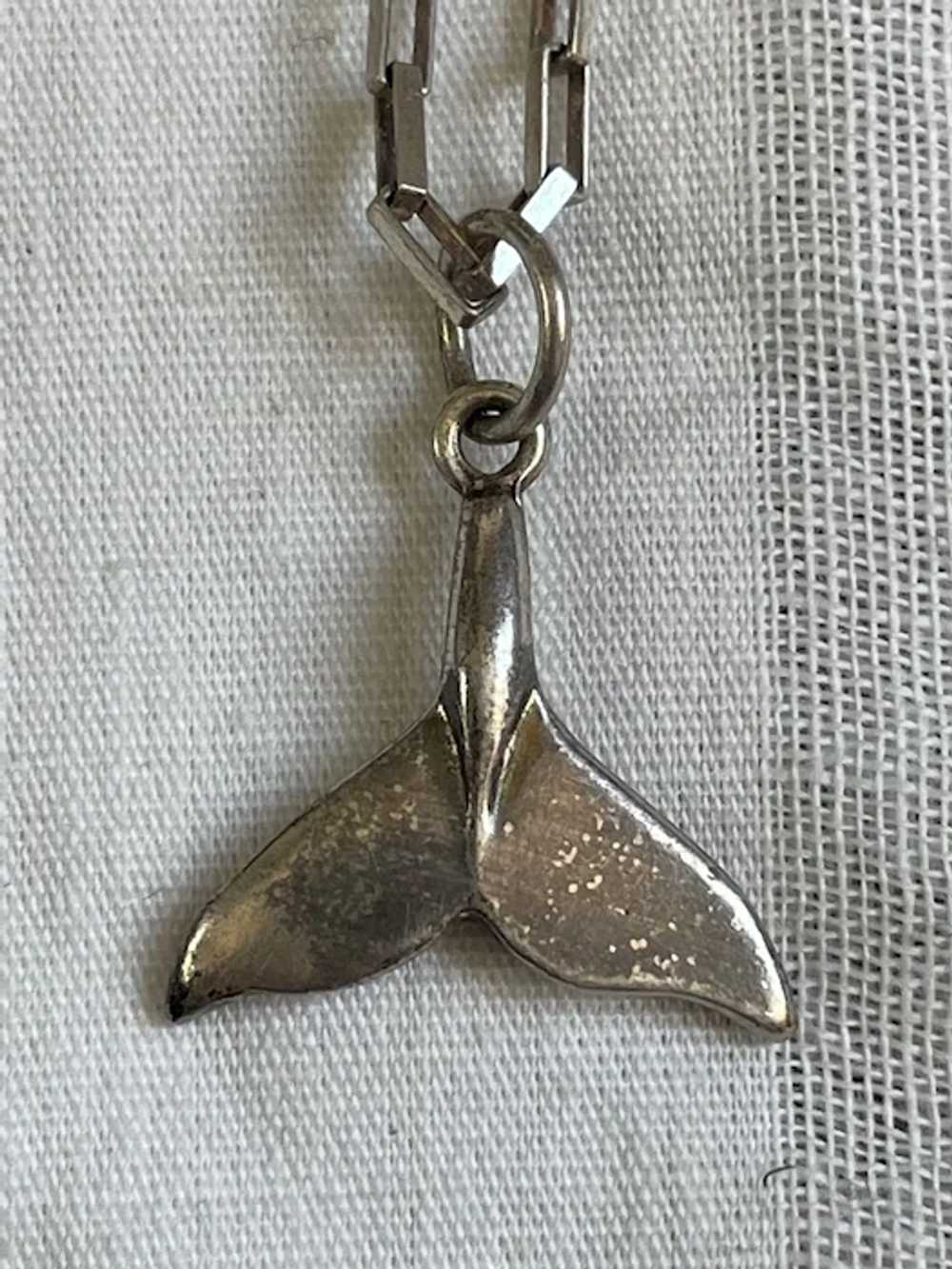 Vintage Sterling .925 Whale Tail Pendant Paperclip - image 5