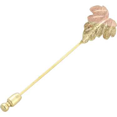 Pin 10k Black Hills Gold Leaf Design Stick Pin Lap