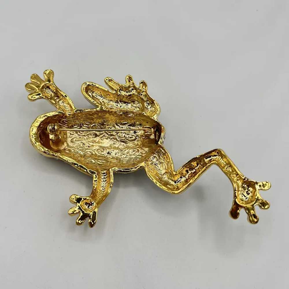 Large Vintage Rhinestone Frog Design Brooch - image 9