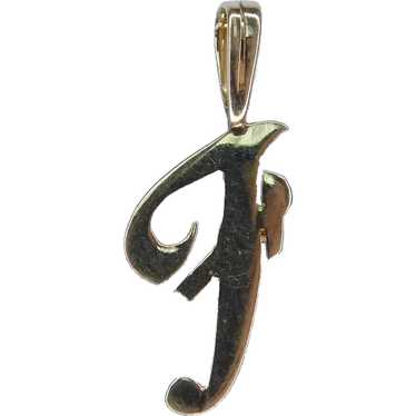 Cursive Letter / Initial F Charm 14K Gold