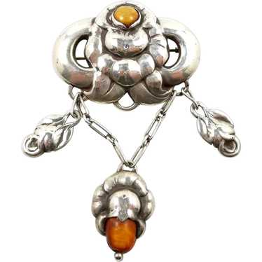 Antique Evald Nielsen Amber Brooch c. 1910