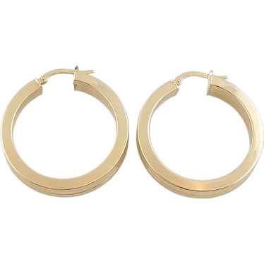 Vintage 14K Yellow Gold Flat Round Hoops