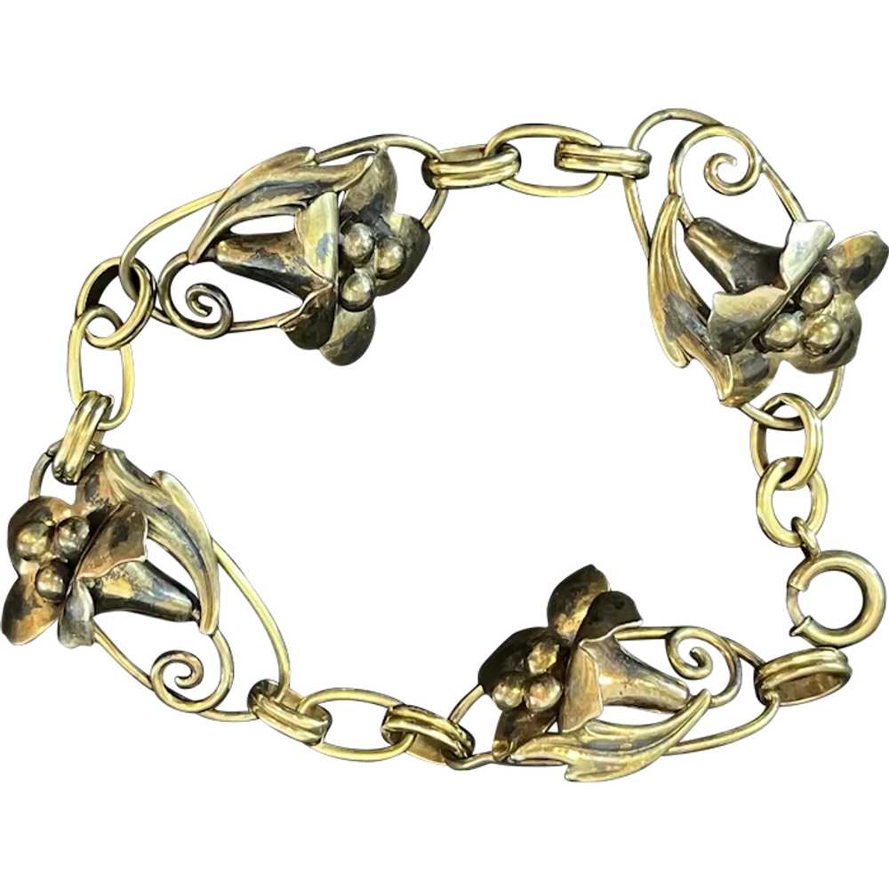 Vintage Ca1950's Gold-Filled Floral Design Bracel… - image 1