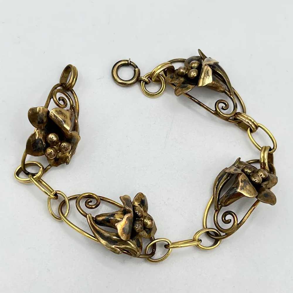 Vintage Ca1950's Gold-Filled Floral Design Bracel… - image 2