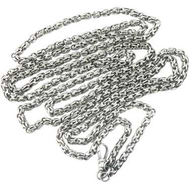 Long Victorian Sterling Silver Double Link Chain