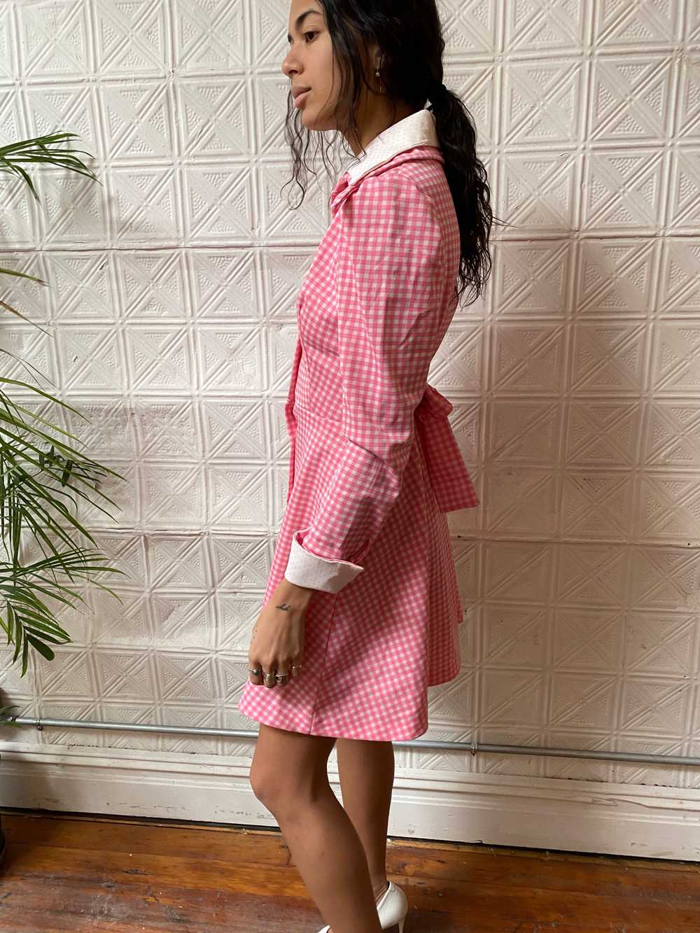 60s pink check mini dress / 1960s mod pastel pink… - image 6