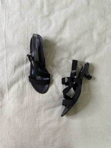90s DKNY elastic strap kitten heels / 1990s strapp