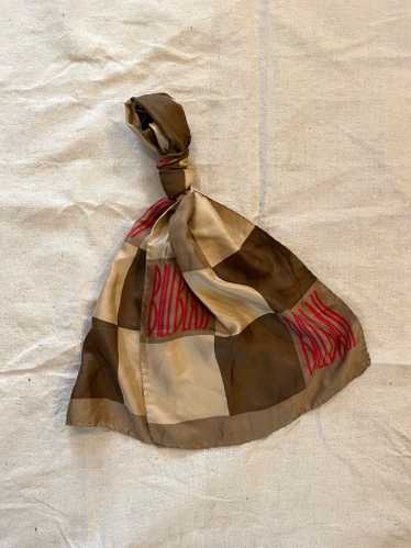 vintage Bill Blass logo scarf / checkerboard silk 