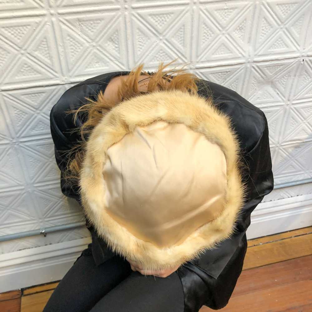 vintage blond mink hat / fur and silk satin pillb… - image 4