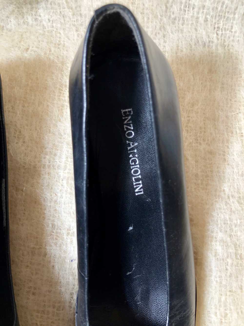 vintage black leather square toe heels / 90s chun… - image 2