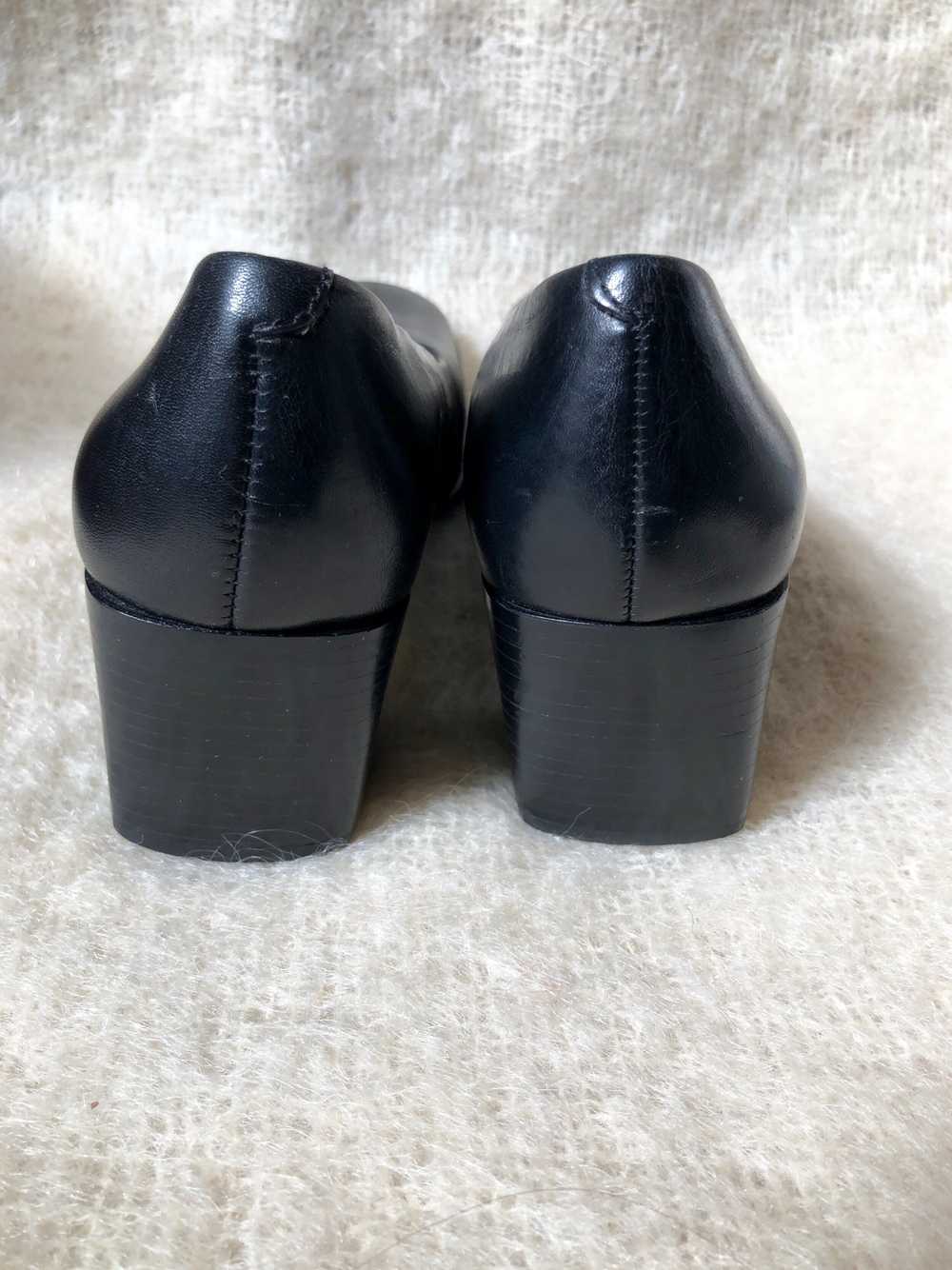 vintage black leather square toe heels / 90s chun… - image 5