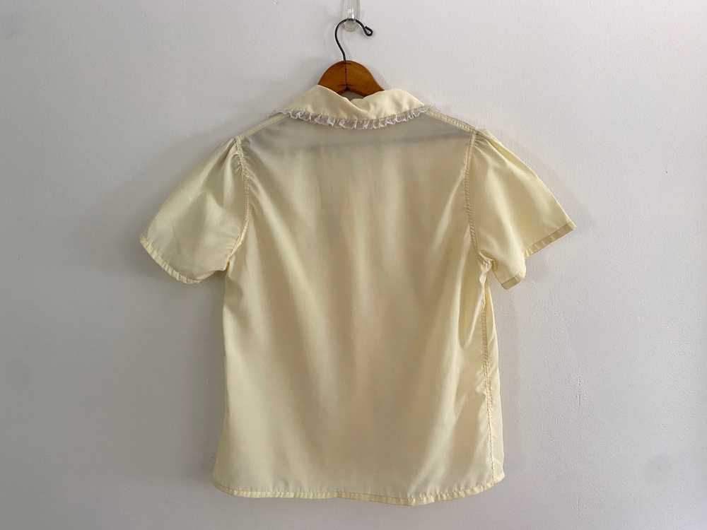 vintage 50s blouse / 1950s pastel yellow short sl… - image 5