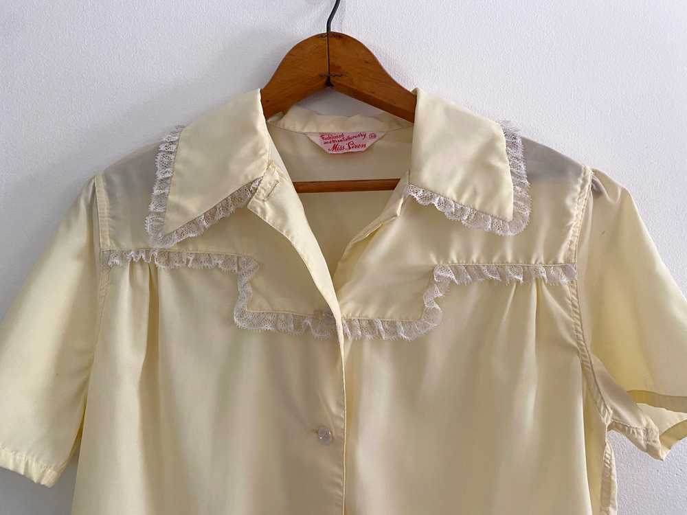 vintage 50s blouse / 1950s pastel yellow short sl… - image 7