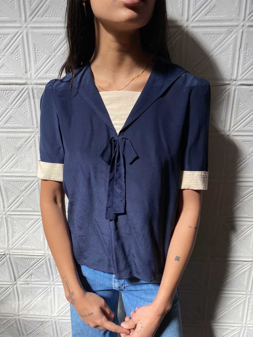 vintage Oscar de la Renta silk blouse / 80s ODLR … - image 4