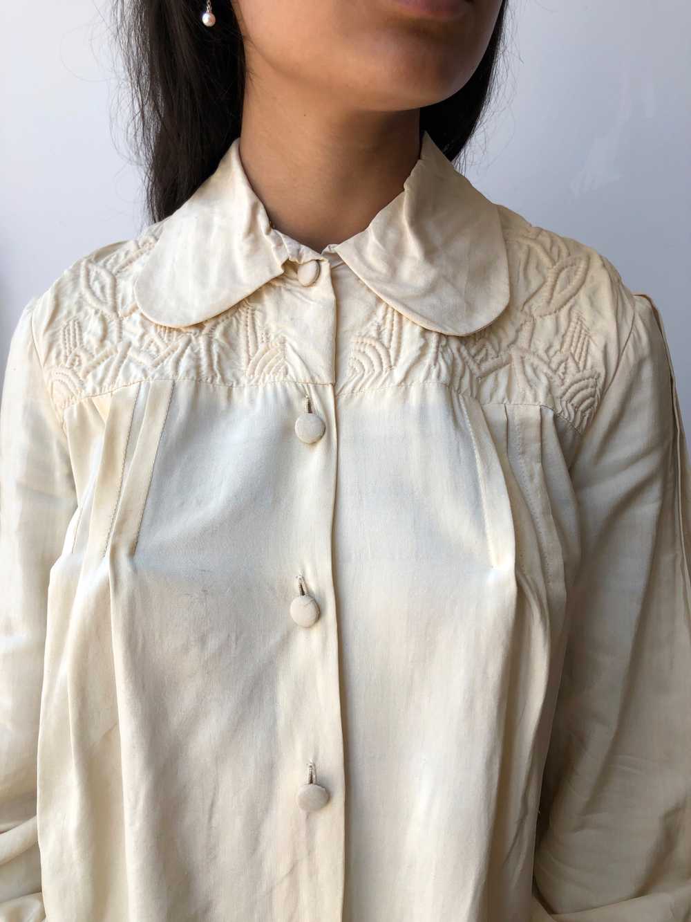 vintage cream Peter Pan collar blouse / 70s prair… - image 3