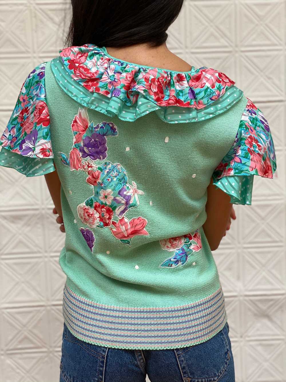 vintage Diane Fres flutter sleeve top / short sle… - image 5