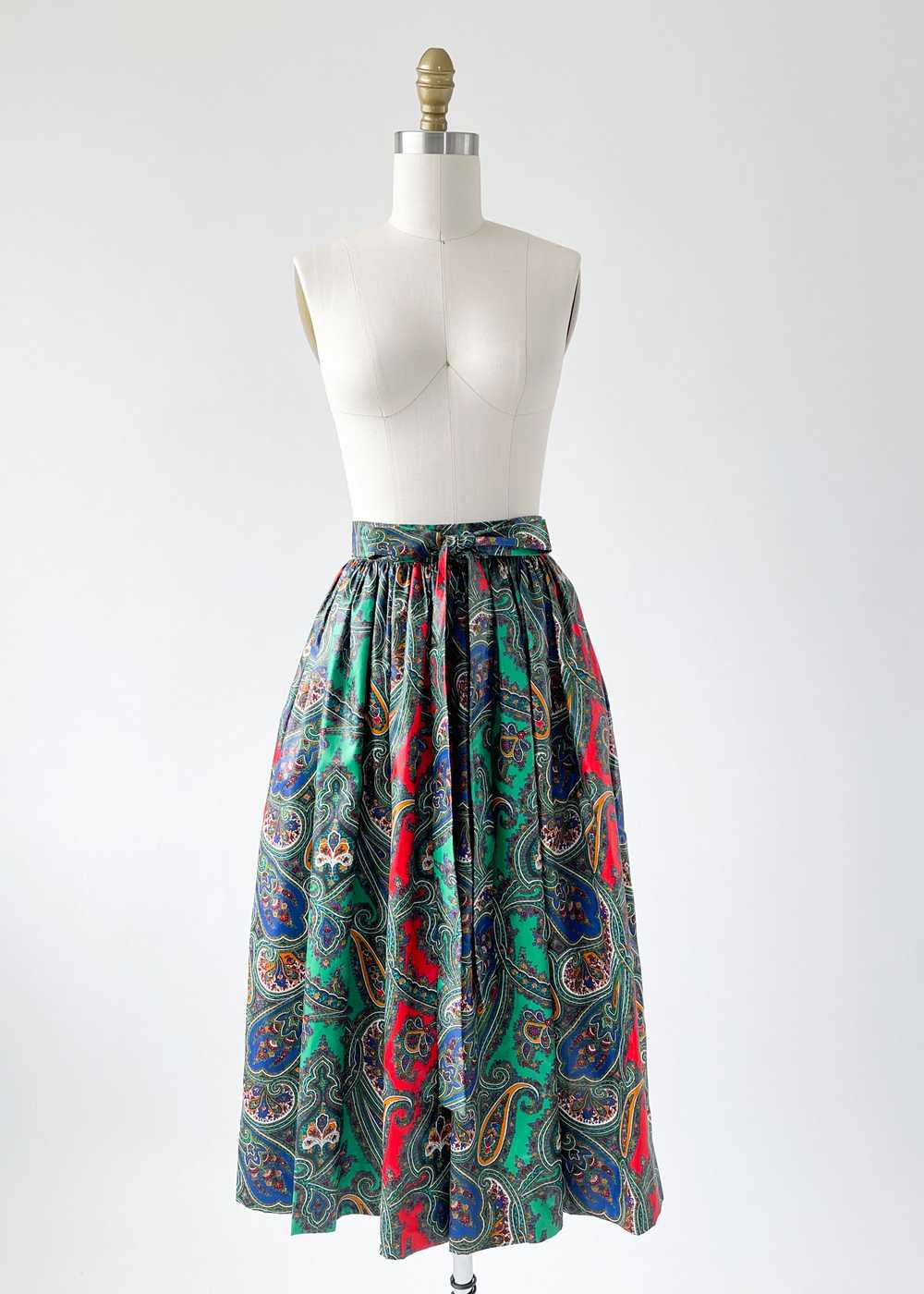 Vintage 1970s YSL Paisley Cotton Skirt - image 1