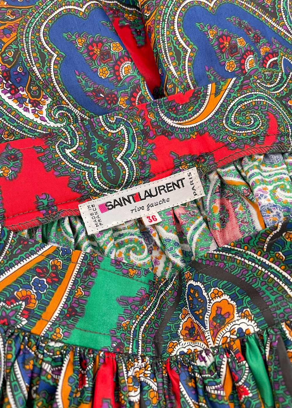 Vintage 1970s YSL Paisley Cotton Skirt - image 5