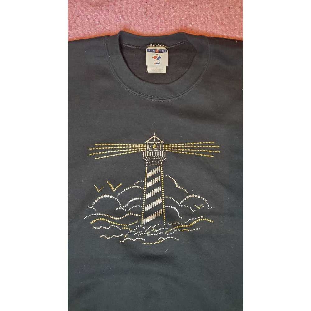 Jerzees Vintage Jerzees Lighthouse Ocean Black Cr… - image 2