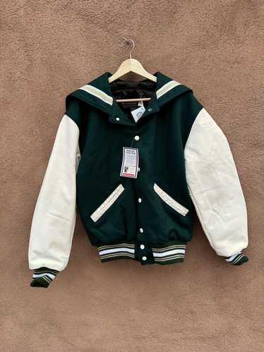 Forest Green and White Rock Creek Letterman Jacket