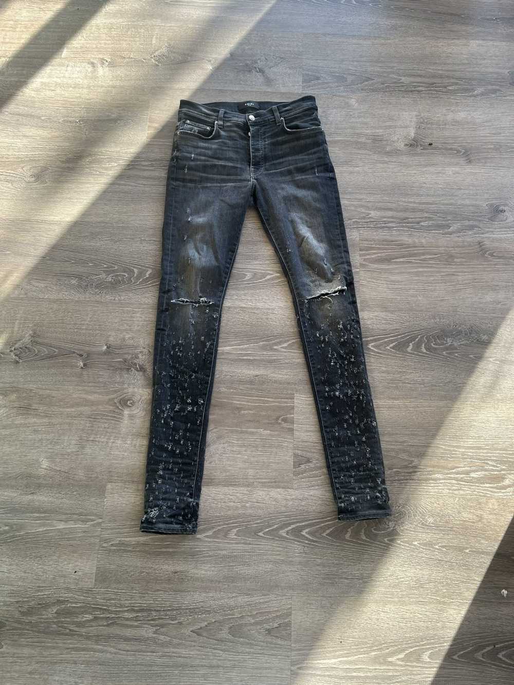 Amiri Amiri Shotgun Distressed Skinny Jeans - image 1