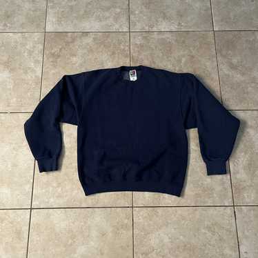 Fruit Of The Loom × Vintage 90’s Faded Navy Crewn… - image 1