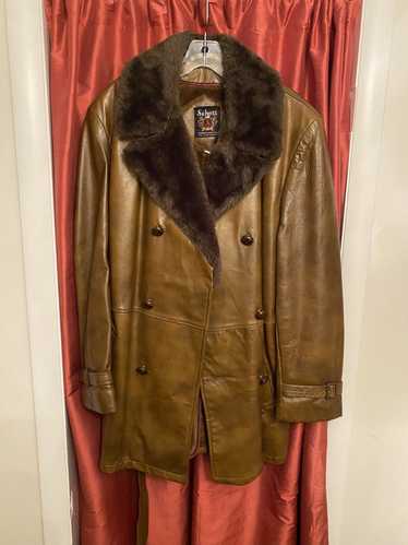 Schott Vintage Brown Leather Trench with Fur