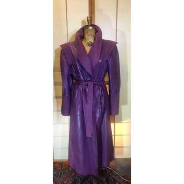 Vintage Glam Couture 70s 80s Purple Leather Full L