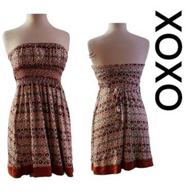 Xoxo XOXO Strapless Small Boho Stretch Mini Dress
