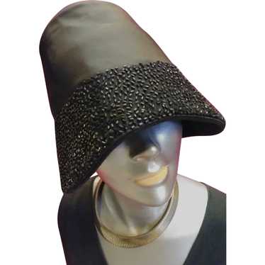 1950s Black Satin Bucket Hat OS