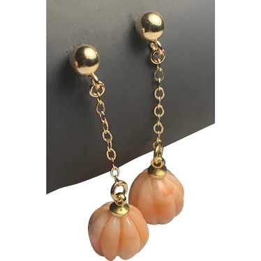 Precious Pink Angel Skin Carved Coral Earrings