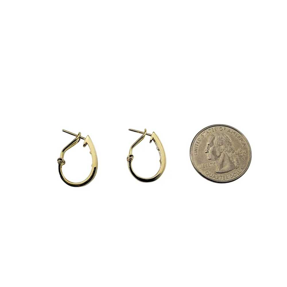Vintage 14 Karat Yellow Gold Diamond Hoop Earrings - image 8
