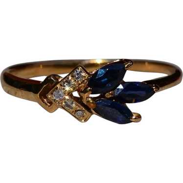 Ladies 14K Gold Sapphire and Diamond Ring